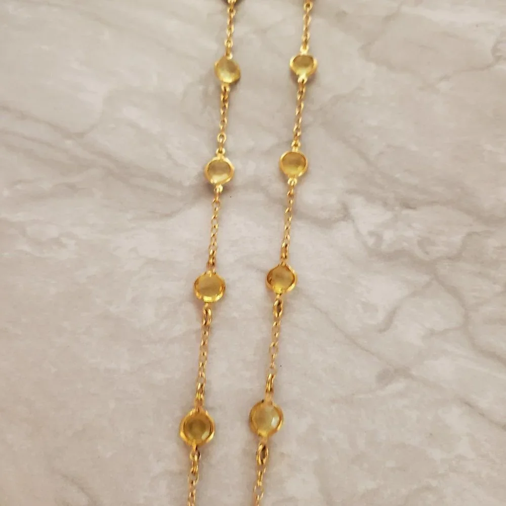 ✨ J. Crew Necklace Gold Yellow Clear Rhinestones Crystal Station Necklace ✨